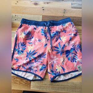 Mens Floral Pink and Blue Swim Shorts NWT Size M